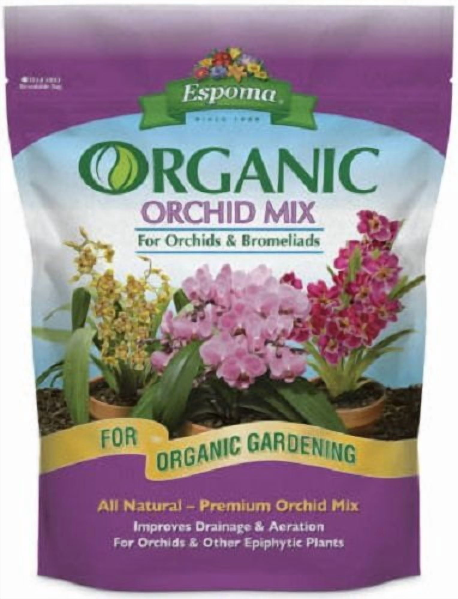 Espoma Organic Orchid Mix 4-Quart Bag. for All Orchids and Bromeliads. Ideal for Phalaenopsis, Dendrobium, and Other Types of Orchids. for Organic Gardening - 6 Pack