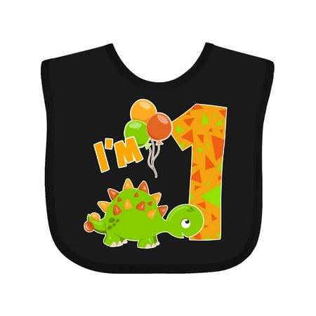 

Inktastic Happy Dinosaur First Birthday-green Gift Baby Boy or Baby Girl Bib