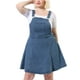 thumbnail image 1 of Women's Plus Size Jeans Suspender Skirt Patch Pocket Side Button Adjustable Strap Denim Overall Dress Blue 4X, 1 of 7
