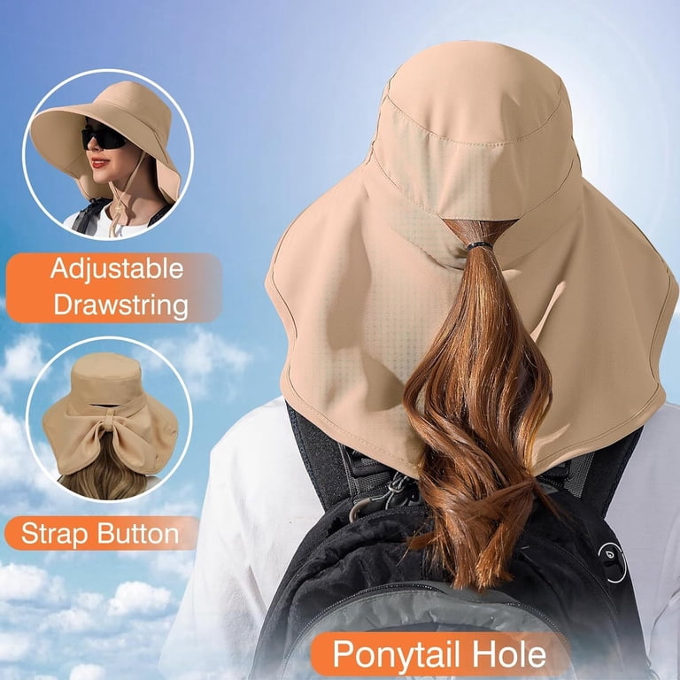 KANCOKIT Women Wide Brim Sun Hat with Neck Cover Flap  display picture 1