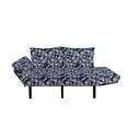 thumbnail image 2 of Navy Blue Futon Couch, Floral Arrangement Botanic Foliage Pattern Japanese Composition Eastern, Daybed with Metal Frame Upholstered Sofa for Living Dorm, Loveseat, Dark Blue White, by Ambesonne, 2 of 4