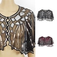 thumbnail image 2 of Ywmsfl Delicate Sequins Adorned Capelet Shoulder Wrap Breathable Mesh Fabric Scarf Shawl With Intricated Beadwork Design, 2 of 19