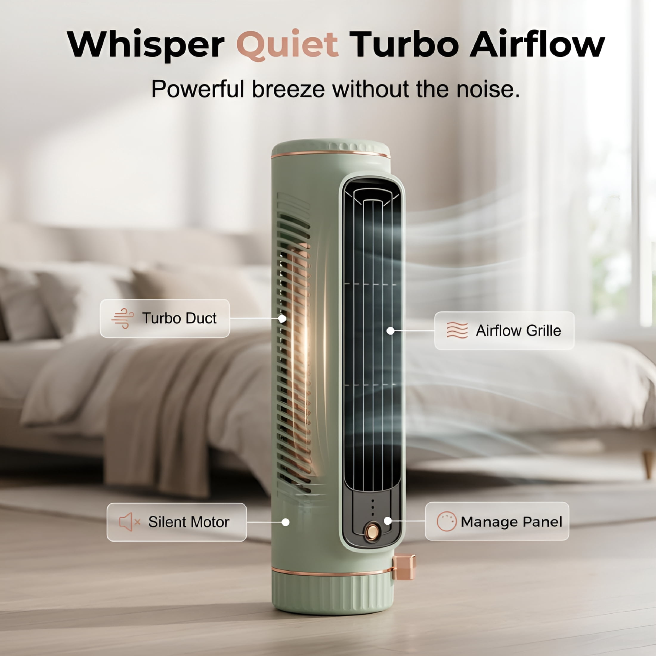 HIBIBUD Portable Air Conditioner,Windowless Mini Ac Unit,3 Speeds Personal Air Cooler with Cool Air Spray,Rechargeable(Green)