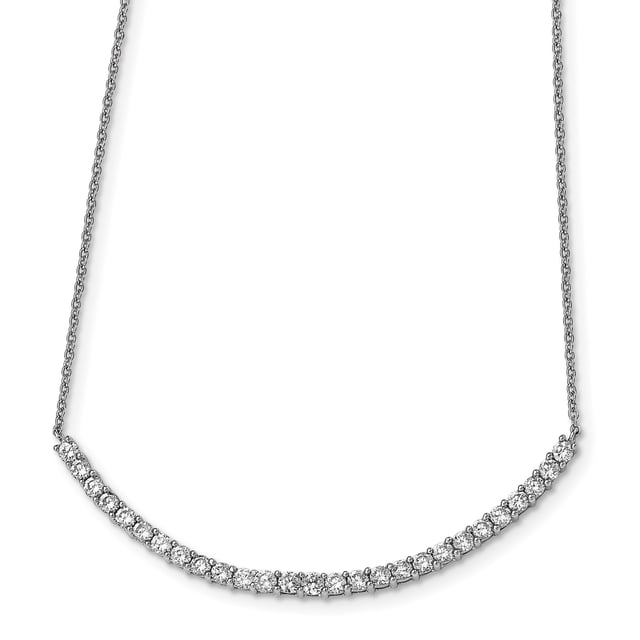 Cheryl M Sterling Silver Rhodium Plated CZ Bar 18in Necklace (Weight: 3.99 Grams, Length: 18 Inches)