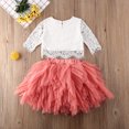 thumbnail image 2 of Baby Girl's Solid Color Long Sleeve Lace Shirt + Tulle Tutu Skirt Set, 2 of 8