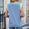 thumbnail image 4 of Ozmmyan Womens Top 2025 Striped Shirts for Women Women's Casual Sleeveless Flying Sleeve Striped Round Neck T-shirt Top Color Block Womens Blouses, 4 of 4