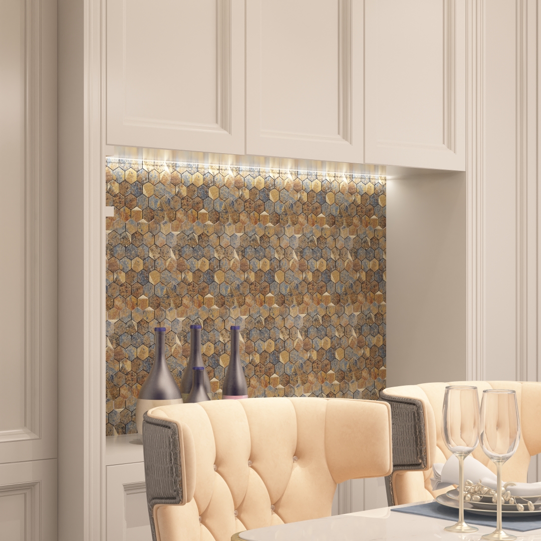 Illusso Nebo 11.89 in. x 11.73 in. x 0.125 in. Multicolor Aluminum Composite Panel and Stone Plastic Composite Peel & Stick Wall Tile