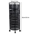 thumbnail image 6 of TidBay Kitchen Storage Cart, 5 Tier Circular Rotating Basket, Large Storage Rack with 360 Degree Wheels, Fruit Vegetable Metal Wire Shelf with Top Lid for Living Room, Office, Black, 6 of 8