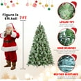thumbnail image 3 of Tcbosik 7ft Flocked Artificial Christmas Tree with 82 Pine Cones, Hinged Xmas Tree with 1348 Branch Tips, Indoor Holiday Decoration for Living Room, Easy Assembly, Snowy Green, 3 of 9