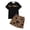 ZC Brown, variant on Boys Two Piece Swimsuit Set Summer Coconut Tree Letter Print Quick Dry Swim Shirt Beach Shorts for Kids Black 9 Years-10 Years