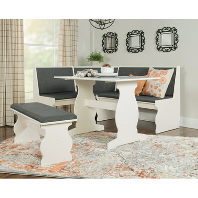 Linon Sasha 3 Piece Nook Set in Charcoal and White Finish