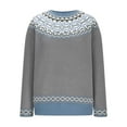 thumbnail image 3 of Mnyycxen Women's Knitted Fair Isle Print Retro Sweater Crewneck Long Sleeve Pullover Tops Casual Loose Tops, 3 of 5