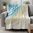 thumbnail image 2 of Teal Blue Beach Coastal Blanket Soft Cozy Warm Throw Blanket for Couch, Plush Fuzzy Flannel Fleece Blankets for Sofa, Summer Ocean Nautical Seaside Bed Blankets Lightweight Gifts for Women, 50"x80", 2 of 9