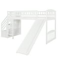 thumbnail image 3 of Bellemave Twin Size Loft Bed with Slide and Stair,Solid Wood Low Loft Bed with Storage Drawers and Guardrails for Teens Bedroom(White), 3 of 12