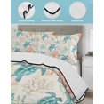 thumbnail image 3 of Full Size Quilt Bedding Set, Teal Red Coastal Reversible Summer Quilt 3 Pieces, Retro Beach Nautical Sea Turtle Coral Lightweight Bedspreads Coverlets with 2 Pillow Shams for All Seasons, 3 of 5