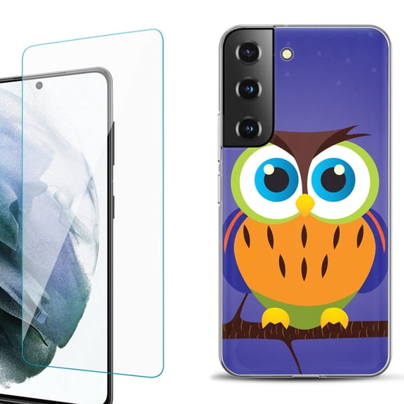 Slim-Fit Fashion Gel Phone Case for Samsung Galaxy S22  5G / S22 Plus 5G, with Tempered Glass Screen Protector, by OneToughShield ® - Night Owl