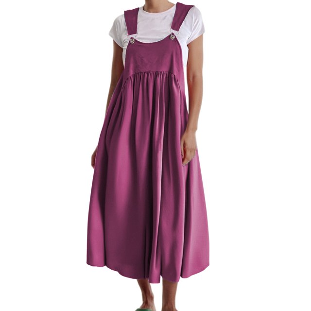 TrendOFT Combinaison une Pièce Femme Décontractée Été Printemps Coupe Ample en Lin Robe à Bretelles Combinaisons Amples pour Femmes Salopette une Pièce Violet TTTTG