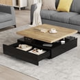 thumbnail image 3 of Noble House Square Rotating Coffee Table,360° Rotating High-Gloss Top,Black, 3 of 6