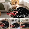 thumbnail image 5 of Round Rug 5Ft Washable Non-Slip, Christmas Candy Circle Area Rugs for Living Room Bedroom, Xmas Berry Snowflake Black Indoor Floor Mats Carpet Runner for Home Decor Aesthetic, 5 of 8