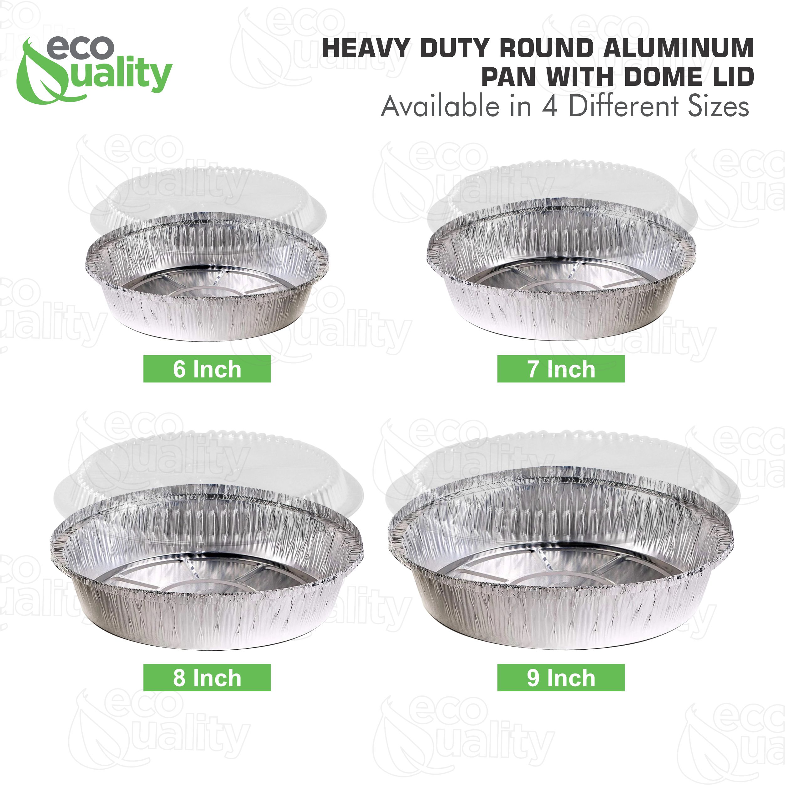 [300 Pack] 9 Inch Disposable Round Aluminum Foil Take-Out Pans with Plastic Lids Set - Disposable Tin Containers, Perfect for Baking, Cooking, Catering, Cake Pans, Parties, Restaurants by EcoQuality - image 4 of 7