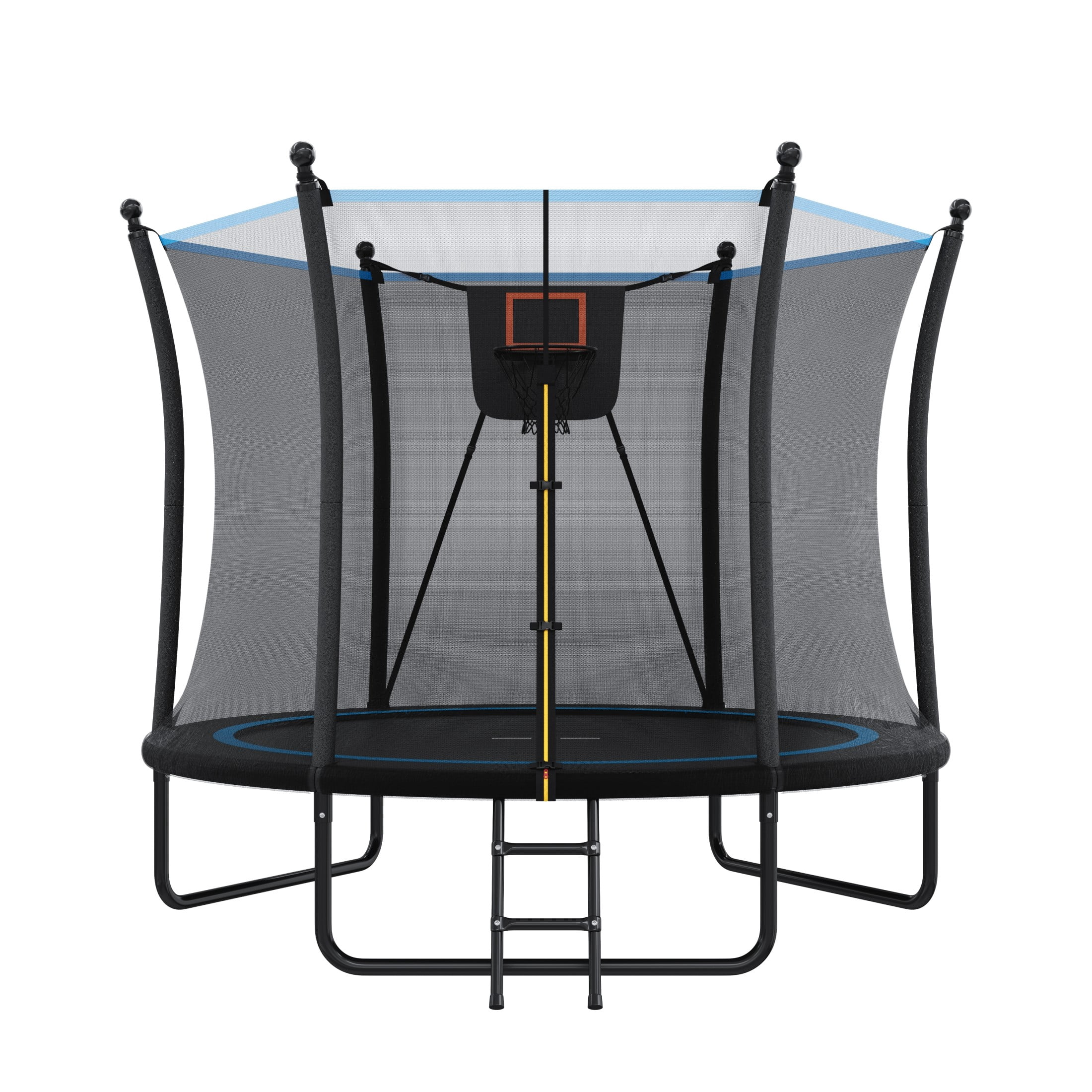 Noble House 8FT Backyard Steel Recreational Trampoline, Enclosure Net with Ladder, for Kids and Toddlers, Black