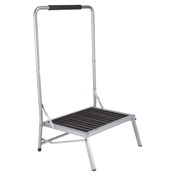Extra Wide Folding Step Stool with Foam-Grip Handle – Non-Slip Surface, Lightweight Steel Frame, Adds 8" Height – Compact Safety Step for Kitchen, Bathroom, Bedroom & Indoor Use