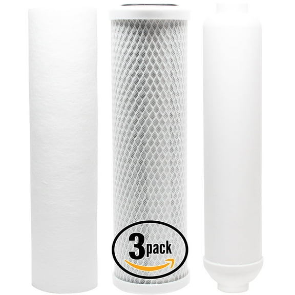 3-Pack Replacement Filter Kit for Vertex PT 3.2 RO System - Includes Carbon Block Filter, PP Sediment Filter & Inline Filter Cartridge - Denali Pure Brand