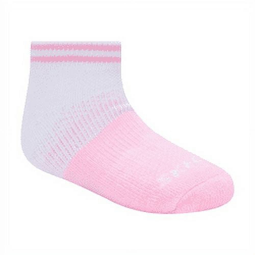 Skechers Kids Girls\' 6 Pack 1/2 Terry Low Cut Socks, White/Light Pink,  5-6.5