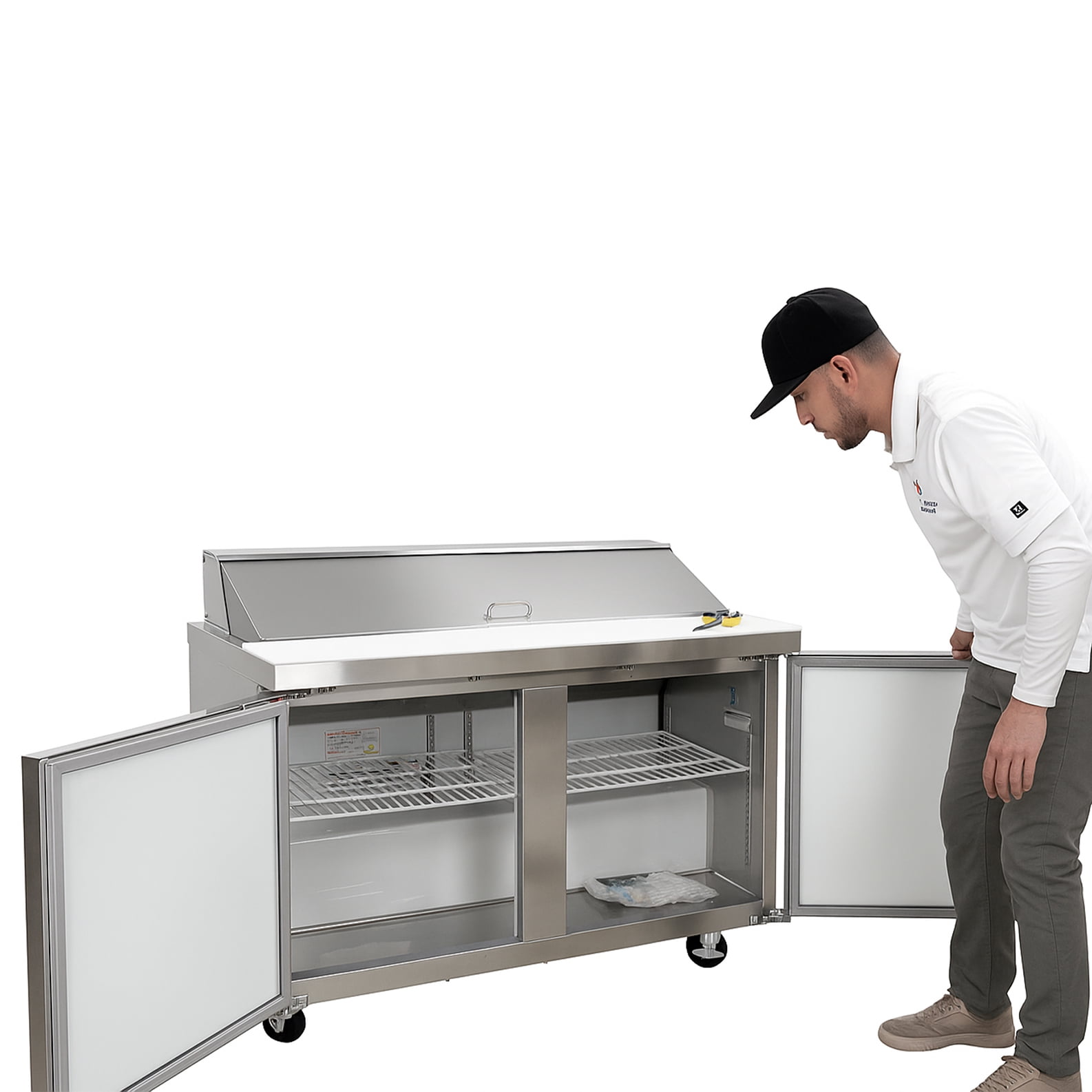 NSF 48" Commercial Sandwich & Salad Prep Table – 9.5 Cu. Ft., Stainless Steel, ETL Certified, R290 Refrigerant