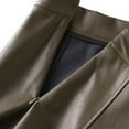 thumbnail image 3 of Fgnfyis Leather Skirt Women's High Waist Wide Swing Umbrella Skirt Pleated A-line Skirt PU Leather Khaki S, 3 of 6