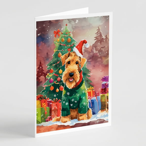 Airedale Terrier Christmas Greeting Cards Pack of 8 7 in x 5 in