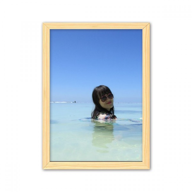 Ellie Yao Beautiflu chica mar ola nadar Cuadro de madera decorativa marco de casa A4