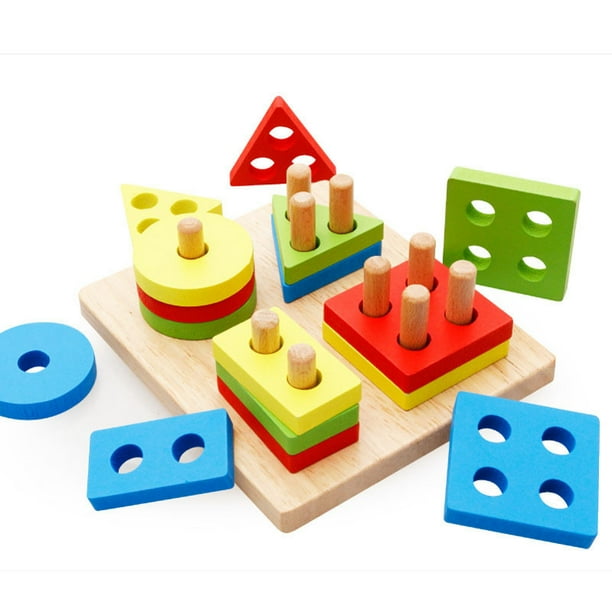 Lewo wooden puzzles geometric stacking game colors and shapes sorting game learning toy for toddlers children Walmart