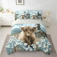 thumbnail image 2 of Homewish Farmhouse Animal Highland Cow Twin Bedding Sets 7-Piece for Boys Girls,Chic Floral Daisy Bedding Comforter Set Microfiber,Vintage Cottage Cabin Windmill Breathable Sheet Sets, 2 of 8