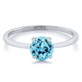 thumbnail image 2 of Gem Stone King 10K White Gold Swiss Blue Topaz Solitaire Engagement Ring for Women (1.00 Cttw, Round 6MM, Gemstone November Birthstone, Size 9.5), 2 of 5