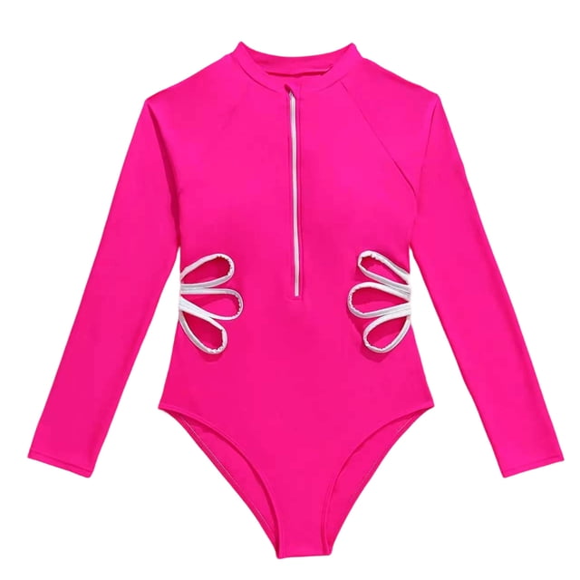 Girls Rash Guard Swimsuit Sun Protection Long Sleeve Striped Ruffle Girls Bathing Suits 10-11 Years