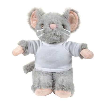 Plushland 8 Inch Floppy Mouse with Tee Plush Stuffed Animal Personalized Gift - Custom Text on Shirt - Great Present for Mothers Day, Valentine Day, Graduation Day, Birthday