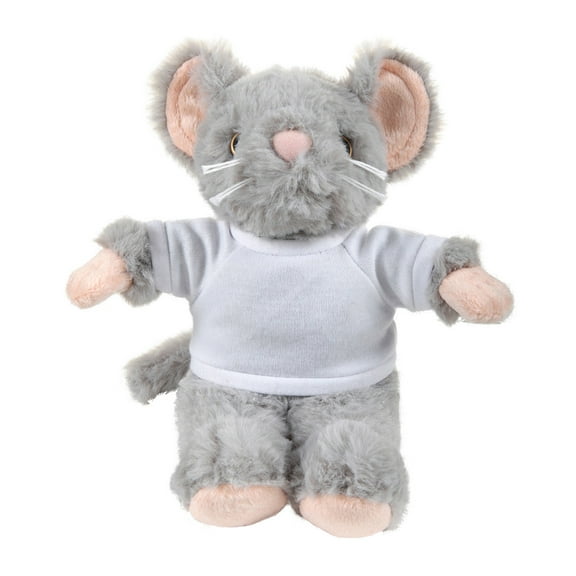 Plushland 8 Inch Floppy Mouse with Tee Plush Stuffed Animal Personalized Gift - Custom Text on Shirt - Great Present for Mothers Day, Valentine Day, Graduation Day, Birthday