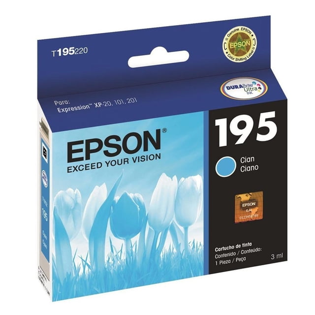 Cartucho de Tinta color Cyan para Expression, Marca Epson, Modelo T195220, Inyección de tinta, Cian Epson T195220-AL Cyan