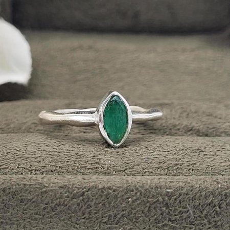 Dainty Emerald Ring-Marquise Cut Engagement Ring-925 Sterling Silver Proposal Ring-Anniversary Ring-May Birthstone Ring-Emerald Promise Ring