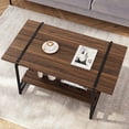 thumbnail image 3 of WhizMax 2 Tier 40.9" x 21.7" x 18.1" Wood Coffee Table with Storage Shelf, Brown, 3 of 7