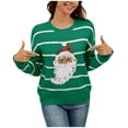 thumbnail image 2 of Sequin Santa Christmas Sweaters for Women 2025 Long Sleeve Crewneck Loose Striped Pullover Sweater Jumper Tops, 2 of 6