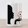 thumbnail image 3 of Abstract Woman Ceramic Toothbrush Holder, Romantic Design of a Woman Blowing a Dandelion Flower, Decorative Versatile Countertop for Bathroom, 4.5" X 2.7", Vermilion Charcoal Grey, 3 of 4