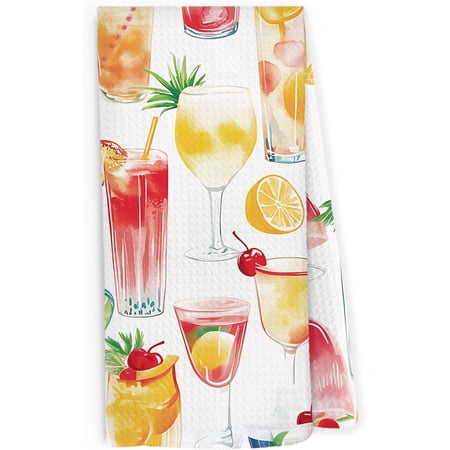 KKFEN-Cocktail Kitchen Dish Towels 16x24 Inch Summer Drinks Towel Bar Cart Decor Towels for Bartender Wine Lovers Gifts Decorative Hand Tea Towel for Bar Club Kitchen