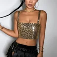 thumbnail image 4 of Camiseta sin mangas con estampado de leopardo para mujer, de moda, con detalles de metal brillante, ropa de calle sexy para discoteca, ropa para mujeres de mediana edad, 4 of 4