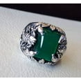 thumbnail image 4 of Green Onyx Mens Ring, Natural Green Onyx, December, Scorpion Silver Jewelry, 925 Silver Ring, Birthday Gift, Heavy Mens Ring, Arabic Design, Ottoman Style Ring, Christmas, Turkey Mens Signet Ring, 4 of 5