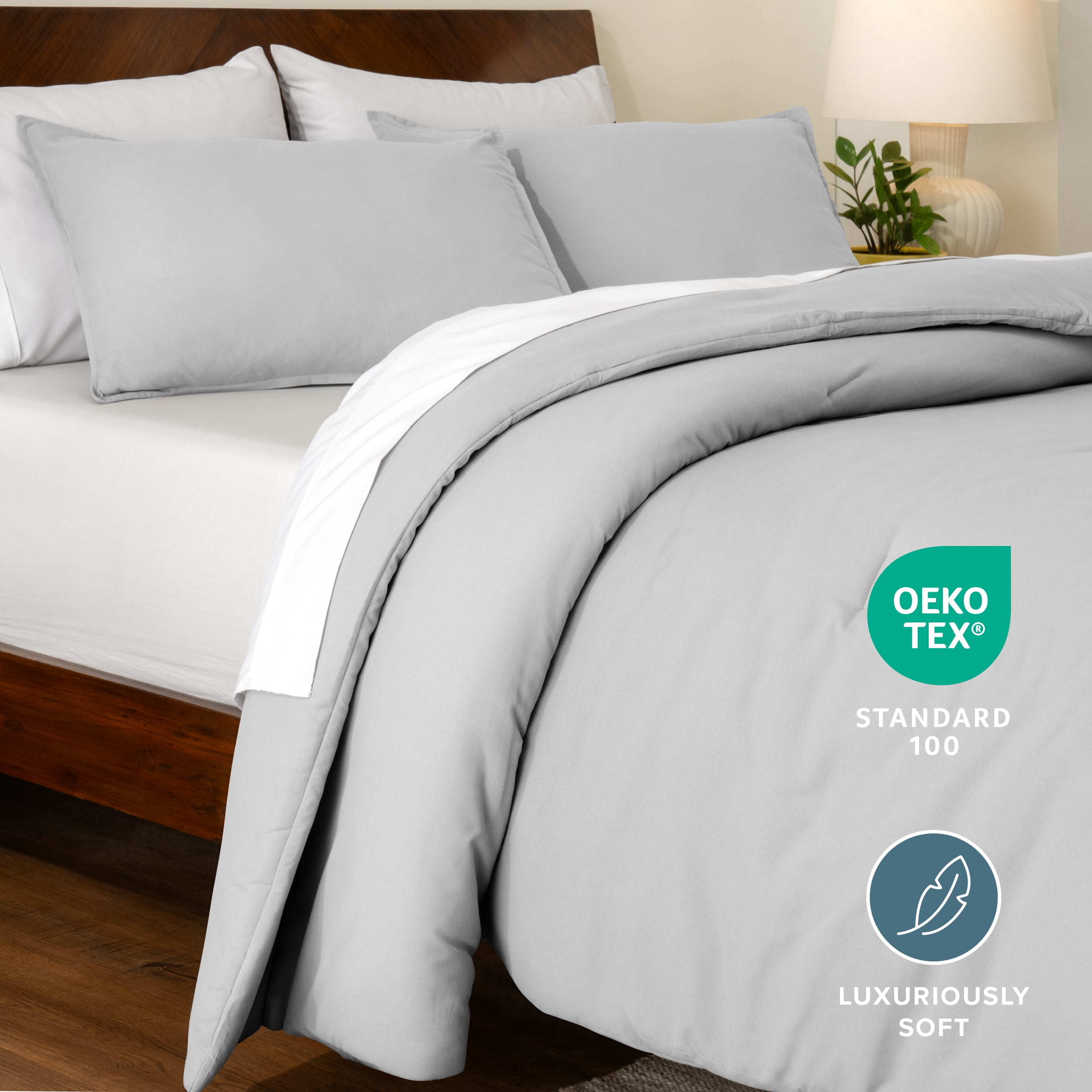 Bare Home Down Alternative Comforter Set - 2-Pieces - All Seasons - Twin/Twin-XL, Cloud Gray