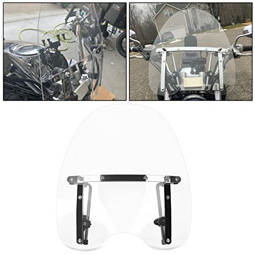 EGO BIKE Clear 1816 Motorcycle Windshield Windscreen Compatible with Harley Davidson Sportster Dyna Glide Softail Honda Kawasaki Suzuki Yamaha Cruiser