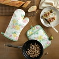thumbnail image 2 of Martha Stewart Amber Floral Oven Mitt & Pot Holder Set 2-Pack, Pink/Yellow, OM: 7"x13" & PH: 7"x10", 2 of 14