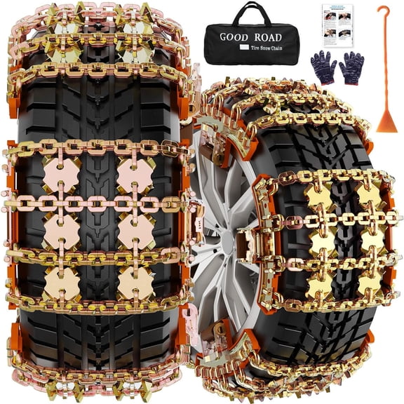Snow Chains for SUV Pickup , Adjustable Portable Universal Anti Skid Snow Tire Chains for Tire Width 175 185 195 205 215 220 225 235 240 245 255 265, 6 Pack